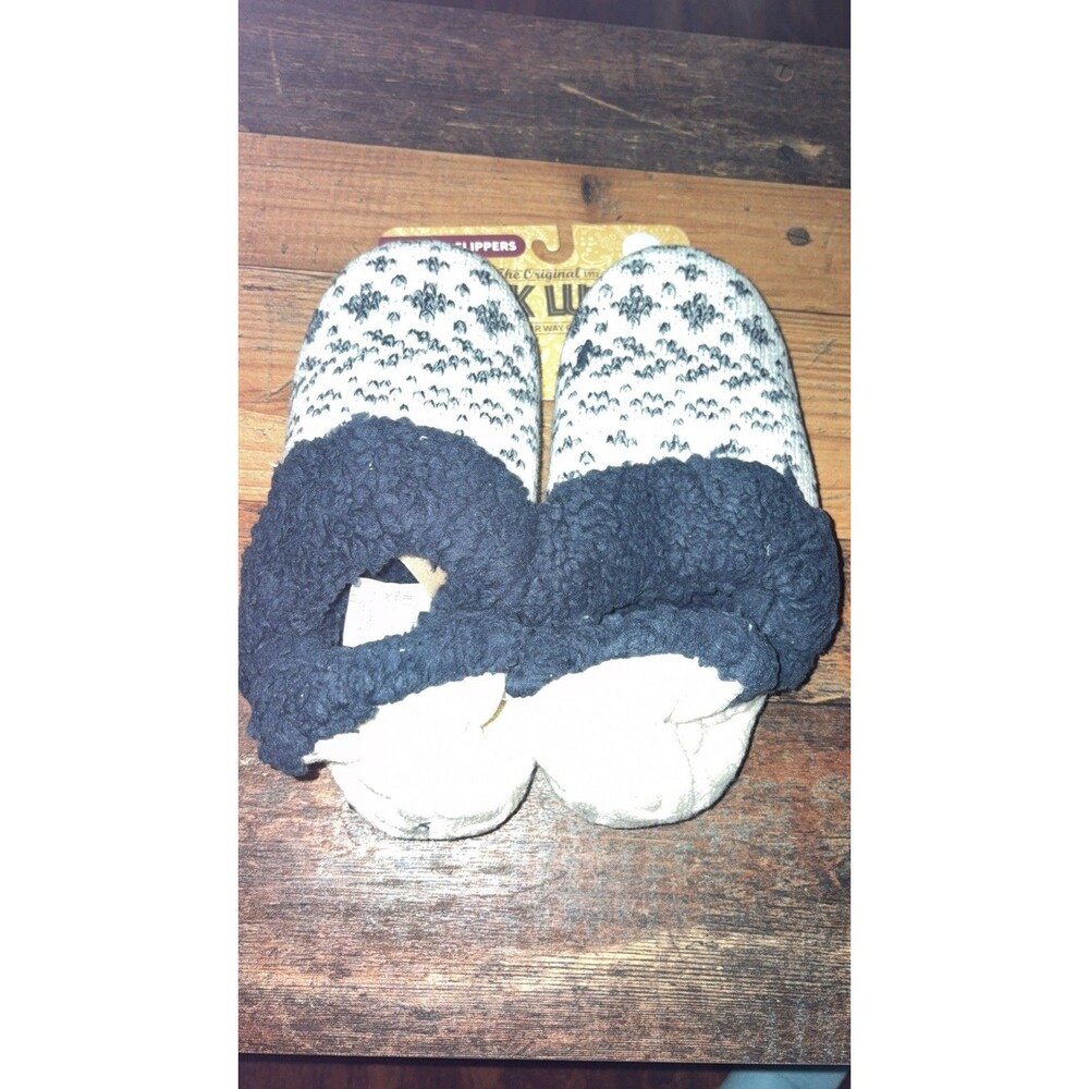 MUK LUKS Magdalena Slipper Women's Large 9-10 In Ivory Denim‎ Nwts